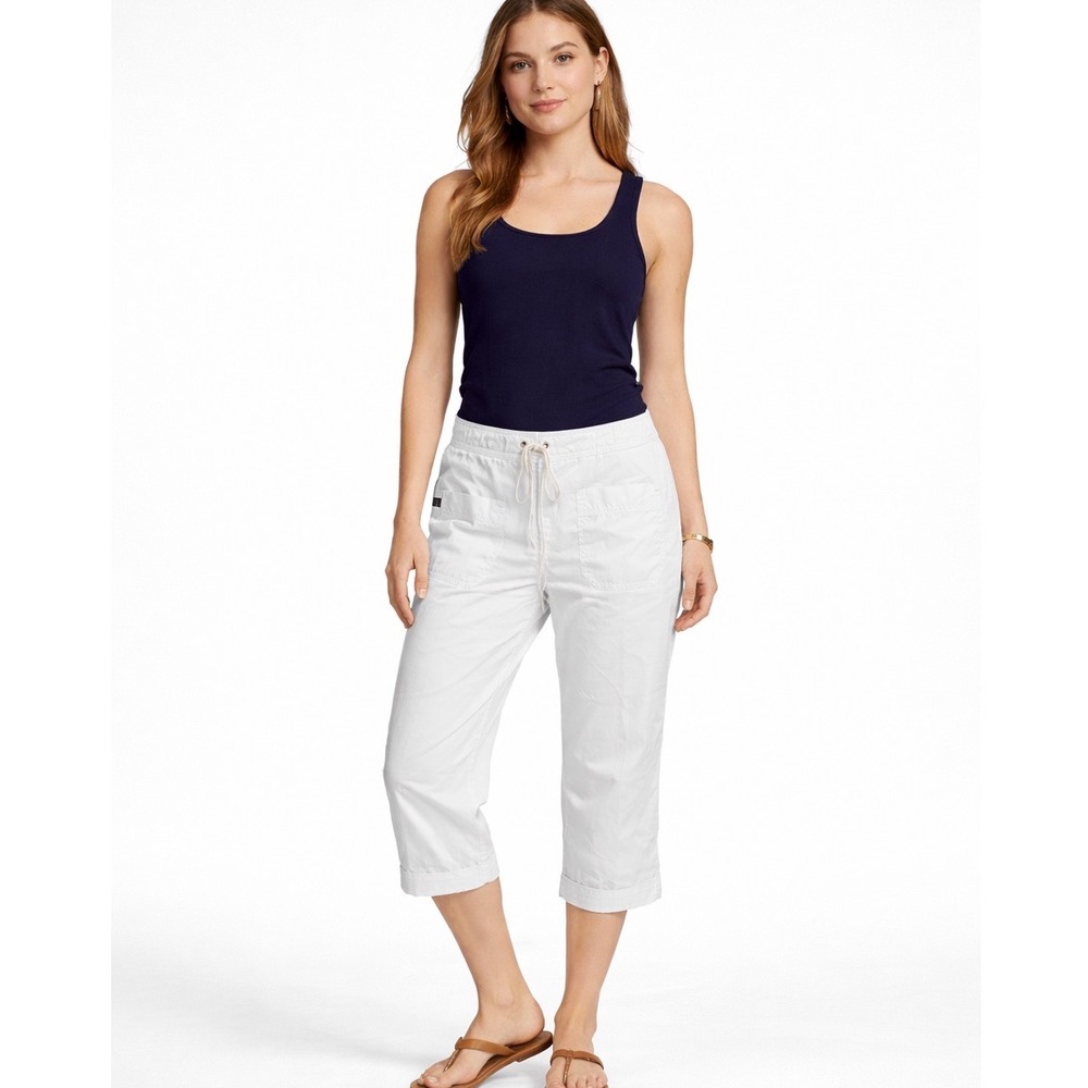 Ralph Lauren Womens White Lace Up Drawstring Capri Pants 4 Nautical Coastal  Y2K